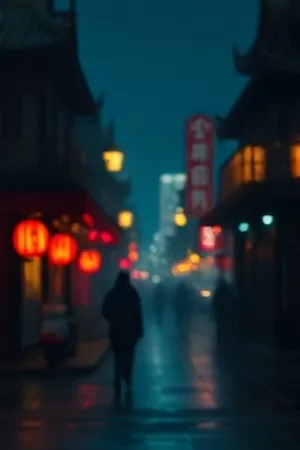 影片《三更面馆》海报，深夜面馆的暖黄灯箱与热气