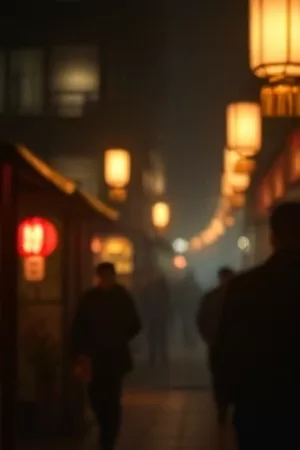 影片《凌晨四点的电台》海报，凌晨街角亮着灯的直播间窗口