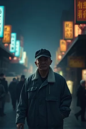 剧情片《暗巷放映员》海报，老式放映机光束穿过狭窄巷口